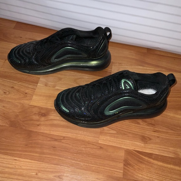 Nike Air Max Black and Metallic Green Sneakers - Picture 1 of 6